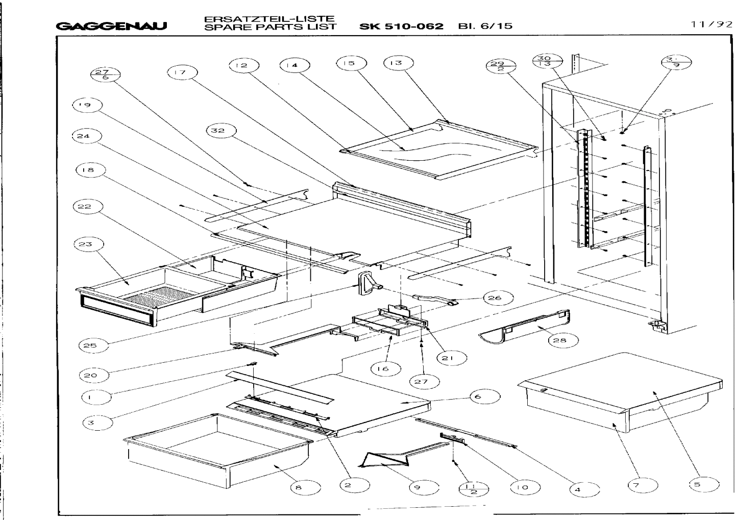 Explosionszeichnung Gaggenau SK510062(00) Explosionszeichnung Gaggenau SK510062(00)