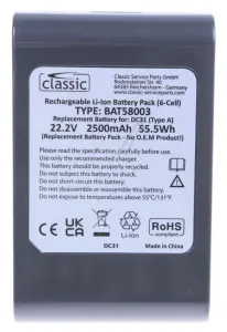 Dyson DC31 Akku für Staubsauger Battery Pack 22,2v-2500mah wie Dyson Ersatzteil