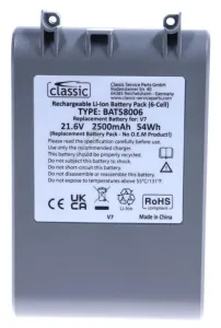 Dyson V7 Akku für Staubsauger Akku 21,6v-2500mah BAT58006 Ersatzteil