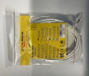 Delock 83757 Klinkenverbindung - Klinkenkabel 3,5 mm 3 pin stecker > stecker gewinkelt 2 m we