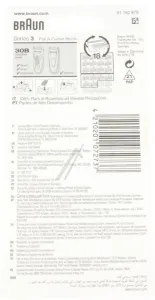 Braun Series 3 Scherkopf Kombipack 30B für Rasierer 81626278 Ersatzteil